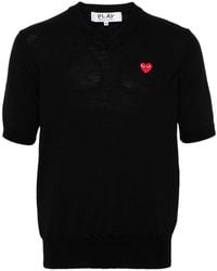 COMME DES GARÇONS PLAY - Comme Des Garçons Play V-Neck Short Sleeved Jumper - Lyst