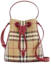 Burberry - Mini Check Bucket Bag - Lyst