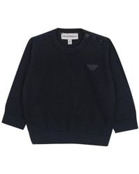 Emporio Armani - Eagle-Logo Button-Detail Sweater - Lyst