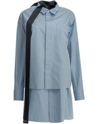 Sacai - Striped Scarf-Detail Mini Dress - Lyst