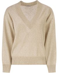 Brunello Cucinelli - V-Neck Knitted Jumper - Lyst