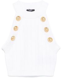 Balmain - Halterneck Knit Cropped Top - Lyst