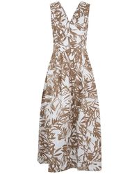 Brunello Cucinelli - Herbarium-Print Midi Dress - Lyst