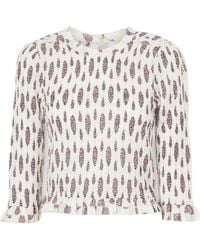 Isabel Marant - Open-Back Ruffled Floral-Print Smocked Cotton Blouse - Lyst