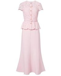 Self-Portrait - Lace-Up Lace Crepe Midi Dress - Lyst