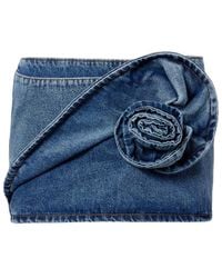 Magda Butrym - Floral-Appliqué Denim Miniskirt - Lyst