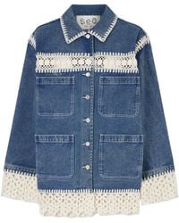 Sea - Stasia Crochet-Trimmed Denim Jacket - Lyst