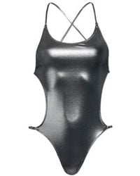 Ganni - Plain Colour One-Piece Swimsuits - Lyst