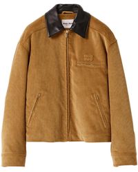 Miu Miu - Logo-Detailed Zipped Jacket - Lyst