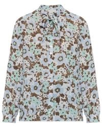 Tory Burch - Floral-Print Pussy-Bow Blouse - Lyst