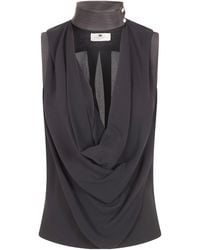 Elisabetta Franchi - Draped High-Neck Top - Lyst