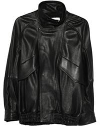 Nour Hammour - Long-Sleeve Leather Jacket - Lyst