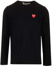 COMME DES GARÇONS PLAY - Heart-Logo Wool Sweater - Lyst