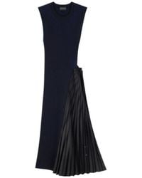 Emporio Armani - Pleated-Panel Ribbed-Knit Midi Dress - Lyst