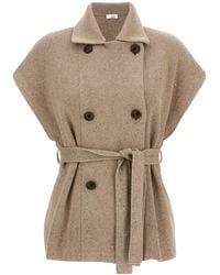 Brunello Cucinelli - Sequin-Application Double-Breasted Coat - Lyst