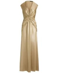 Ralph Lauren - Lauren Metallic Jersey Gown Dress - Lyst