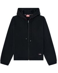 DIESEL - Logo-Detail Zip-Up Cotton Hoodie - Lyst