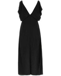 Jil Sander - V-Neck Ruffle-Detailed Dress - Lyst