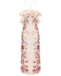 Zimmermann - Patience Frill Vanilla Floral Midi Dress - Lyst