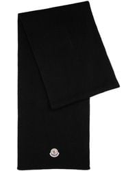 Moncler - Logo Ribbed Wool Scarf - Lyst