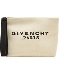 Givenchy - Logo Embroidered Wrist Strap Clutch Bag - Lyst