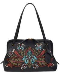 Etro - Medium Leather Doc Shoulder Bag With Embroidery - Lyst