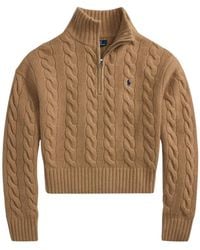 Polo Ralph Lauren - Logo Embroidered Cable-Knit Jumper - Lyst