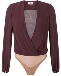 Elisabetta Franchi - Necklace Embellished Georgette Bodysuit - Lyst