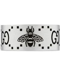 Gucci - Gg Bee Engraved Wide Ring - Lyst