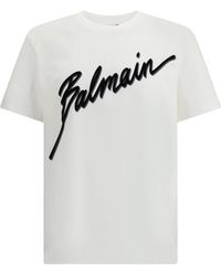 Balmain - Flocked Logo Crewneck T-Shirt - Lyst