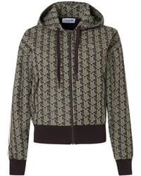 Lacoste - Monogram-Print Zip-Up Sweatshirt - Lyst