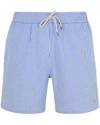Polo Ralph Lauren - Light Cotton Blend Striped Swimsuit - Lyst