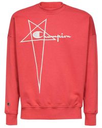 Rick Owens - X Champion Logo Embroidered Crewneck Sweatshirt - Lyst