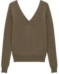 Saint Laurent - V-Neck Long-Sleeved Jumper - Lyst