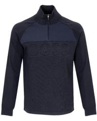 BOSS - Semi-Zipper Sweater - Lyst