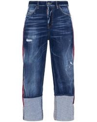 DSquared² - Contrast Panel Cuffed Jeans - Lyst