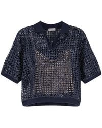 Brunello Cucinelli - Sequinned V-Neck Jumper - Lyst