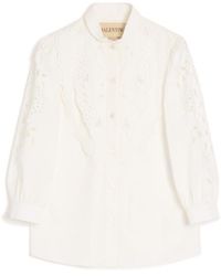 Valentino - Embroidered Button-Up Poplin Shirt - Lyst