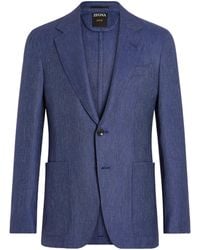 ZEGNA - Ink Silk Cashmere And Linen Jacket - Lyst