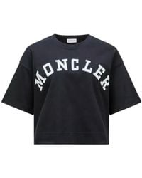 Moncler - Logo Printed Cropped T-Shirt - Lyst