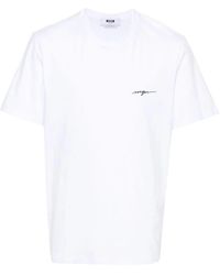 MSGM - Logo Embroidered Crewneck T-Shirt - Lyst