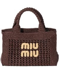 Miu Miu - Raffia-Effect Woven Handbag - Lyst