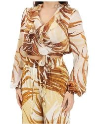 Just Cavalli - Ruffled Leaf-Print Blouse - Lyst