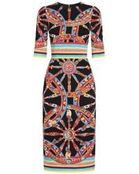 Dolce & Gabbana - Carretto Printed Midi Dress - Lyst