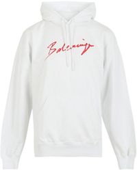 Balenciaga - Signed Logo Hooded Sweater - Lyst
