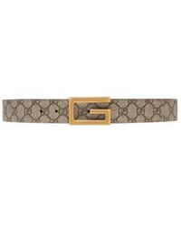 Gucci - Monogram Print Reversible Buckle Belt - Lyst