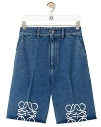 Loewe - Anagram Frayed-Hem Denim Shorts - Lyst