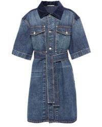Stella McCartney - Corduroy-Trimmed Denim Minidress - Lyst