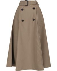 Burberry - Gabardine Trench Midi Skirt - Lyst