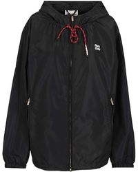 Miu Miu - Lightweight Zipped Hooded Jacket - Lyst